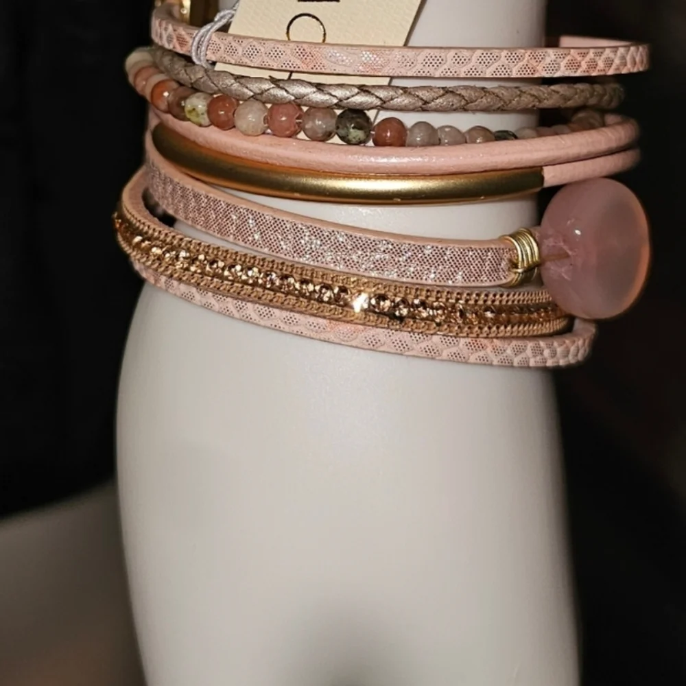 SAACHI Santa Monica Braided Leather Bracelet Opulent Stone  NWT
